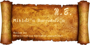 Miklós Barnabás névjegykártya
